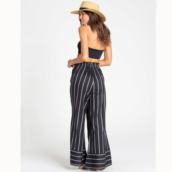 Coastal | I.N.C. Navy Striped Palazzo Pants | Cottagecore Nautical Heritage - Picture 4 of 10